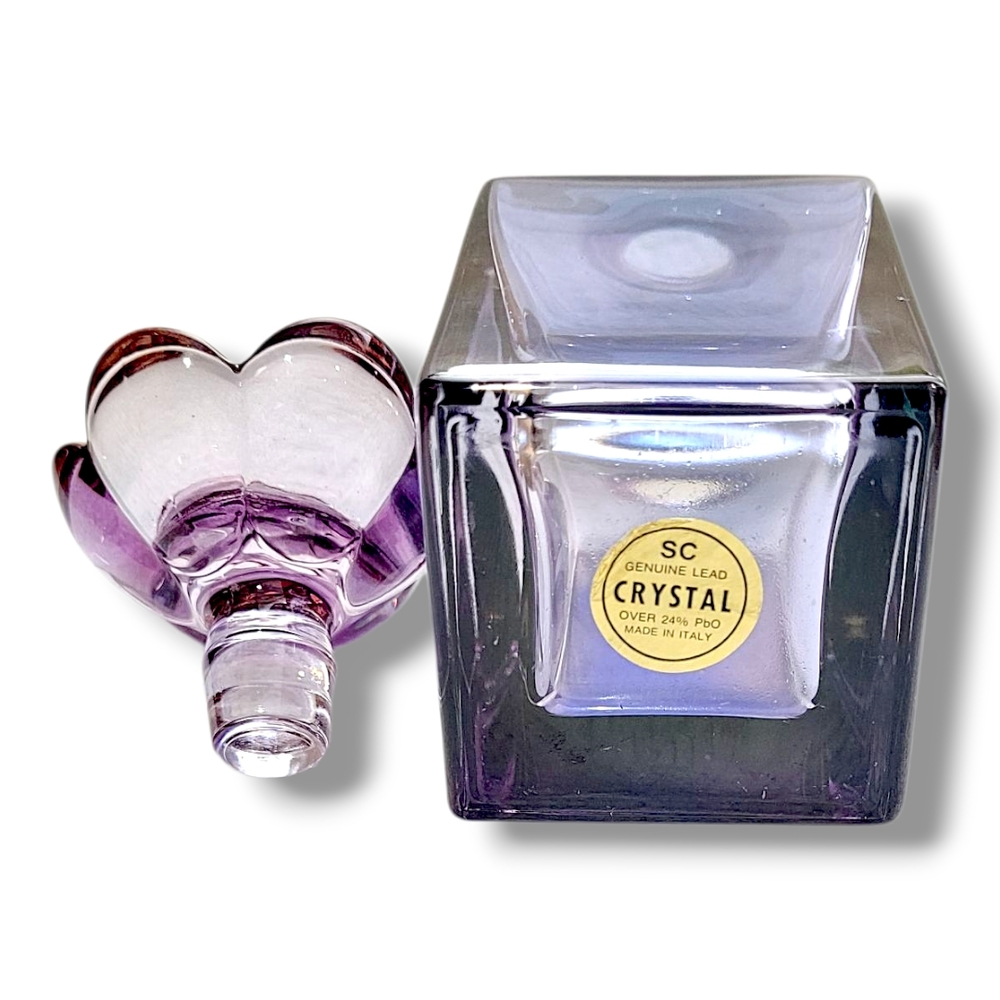 Same Cristallerie Amethyst Lead Crystal Perfume Bottle Gold Flower Stopper - Picture 6 of 7